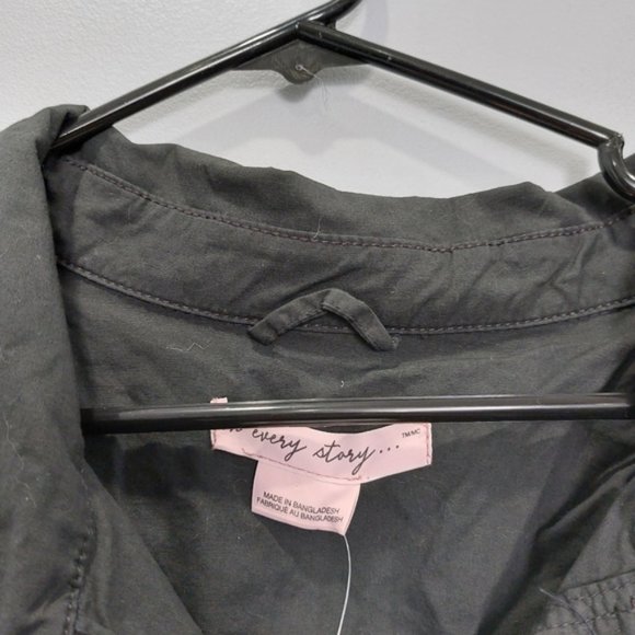 In Every Story Flower Embroidered Black Utility Jacket Size 3X - Picture 3 of 7